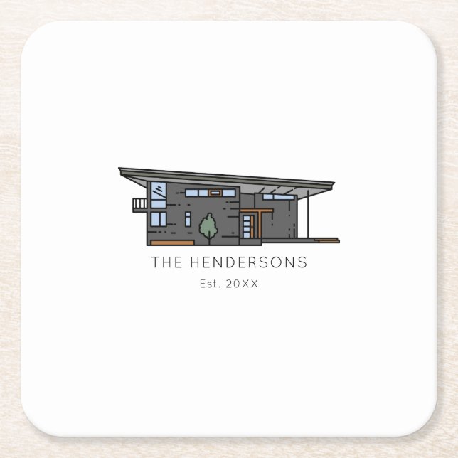 Modern ny hemstad Party Underlägg Papper Kvadrat (Framsidan)