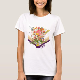 Modern ny mamma Flowers som växer från Bok monogra T Shirt