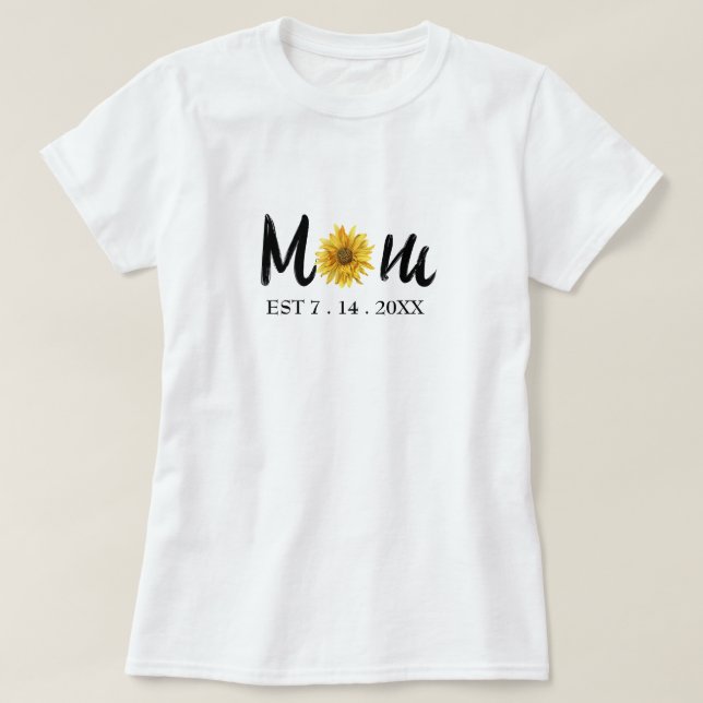 Modern ny mamma födelsedatum blomma  t shirt (Design framsida)