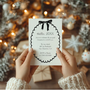 Modern Nyår Vågig Linje Ram och Slinga Julkort