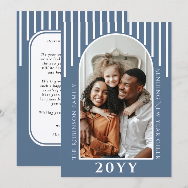 Modern Nyårshälsning Bildkort Meddelande på Baksid (Fram/baksida)