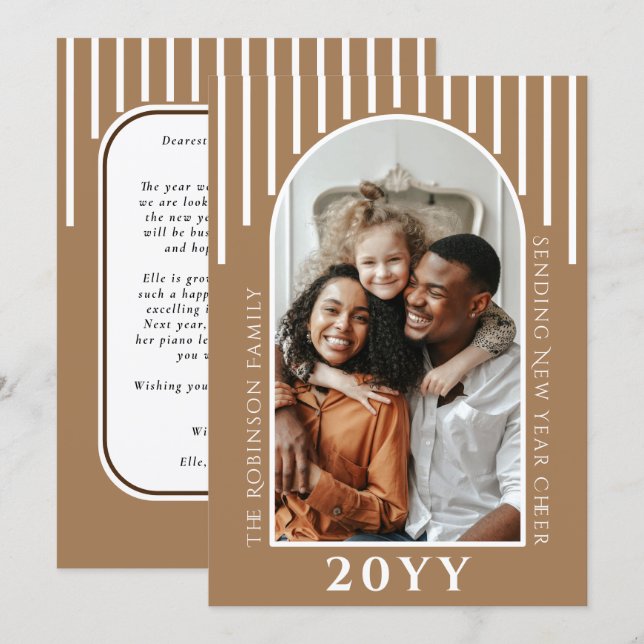 Modern Nyårshälsning Fotokort Meddelande på Baksid (Fram/baksida)