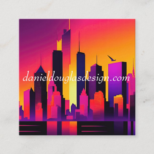 Modern NYC Skyline Graphic Fyrkantigt Visitkort (Framsida)