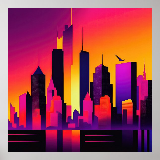 Modern NYC Skyline Graphic Poster (Framsidan)