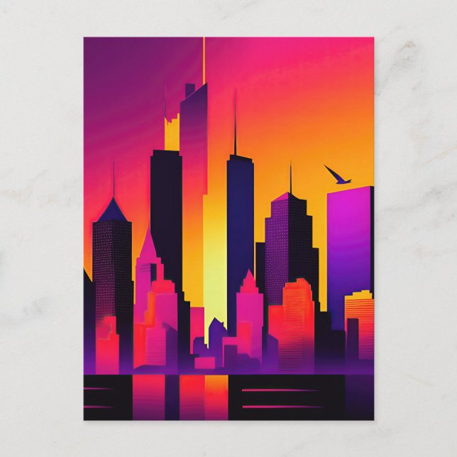 Modern NYC Skyline Graphic Vykort (Framsida)