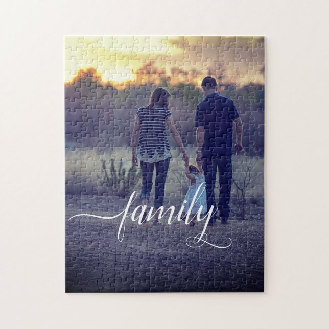 Modern Nyfödd bebis-familjfoto Pussel (Vertikal)