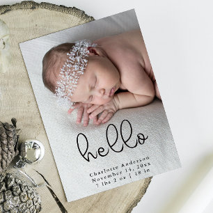 Modern nyfödd foto kalligraphy Birth Meddelande