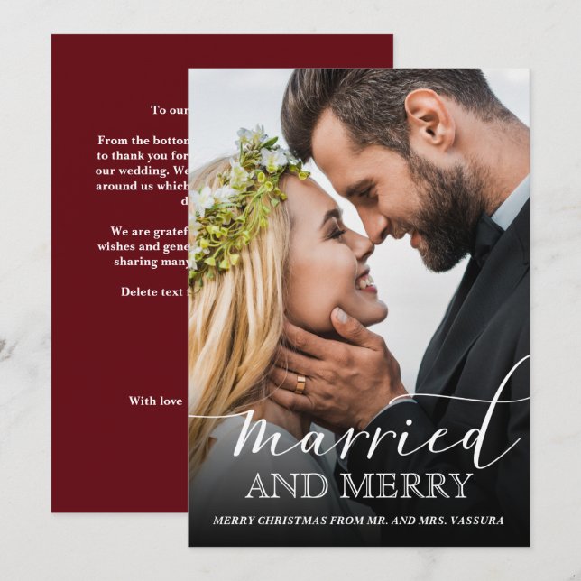 Modern nylyft foto gift och merry julkort (Fram/baksida)