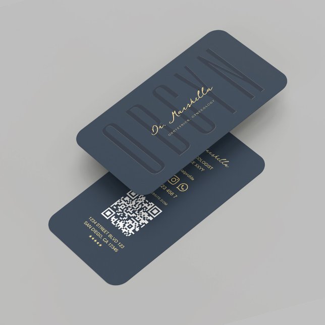 Modern OBGYN Obstetrics Gyneolog Mörk blått Visitkort (Modern OBGYN Obstetrics Gynecologist Dark Blue Business Card
)