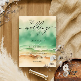 Modern Ocean Beach Watercolor Sunny Inbjudningar