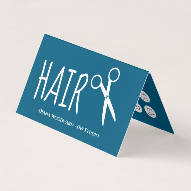 Modern Ocean Blue Hairdressers Loyalty Visitkort (Framsida)