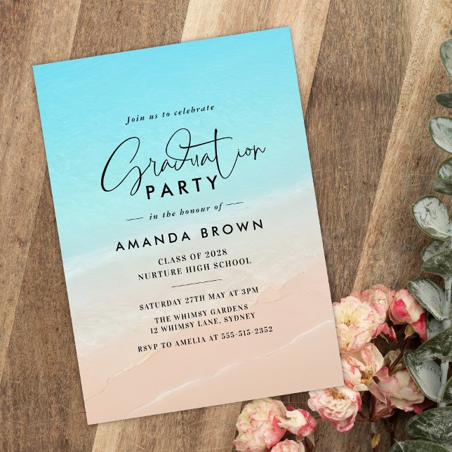 Modern Ocean Strand Examensklass 2026  Inbjudningar (Skapare uppladdad)