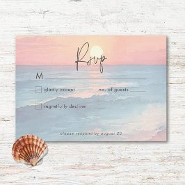Modern Ocean Sunset Watercolor Beach Wedand OSA Kort