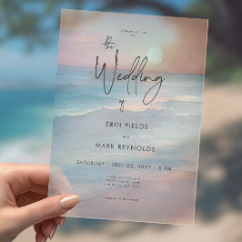 Modern Ocean Sunset Watercolor Beach Wedding