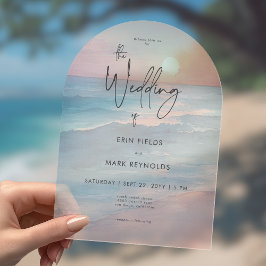 Modern Ocean Sunset Watercolor Beach Wedding