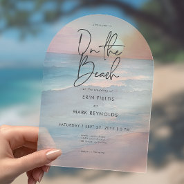 Modern Ocean Sunset Watercolor On Beach Wedding