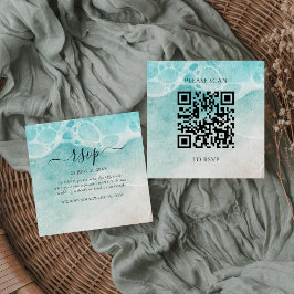Modern Ocean Tid Bröllop QR-kod RSVP-kort Tilläggskort