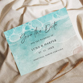 Modern Ocean Tide Watercolor Wedding Spara Datumet