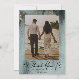 Modern Oceanic Watercolor w/Guld Photo Tack Kort