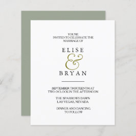 Modern och billig bröllopsinbjudan till låg Elegan