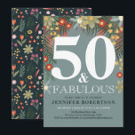 Modern och Chic 50 och Fabulous Birthday-inbjudan Inbjudningar<br><div class="desc">De här 50 och Fabulous-inbjudningarna passar perfekt för nästa chic och elegant, 50:e födelsedagsfesten firande! Inbjudningarna har en marin blå bakgrund med ett fantastiskt gräns av ljusa moderna blommor, med utrymme för dig att lägga till alla detaljer om ditt femtio och fantastiska party. På baksidan av inbjudan hittar du ett...</div>