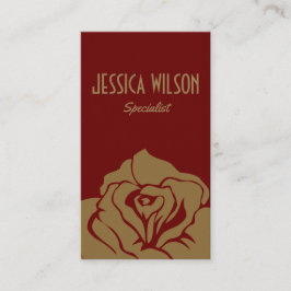 Modern och chic mörk röd guldblomma visitkort
