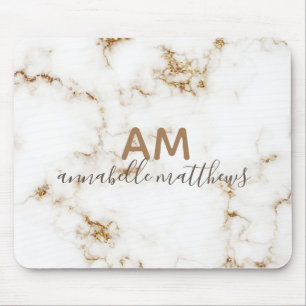 Modern och chic, vit marmor guld glitter musmatta