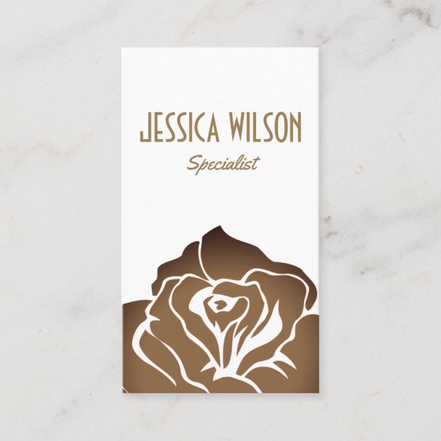 Modern och chic vit mörk guldblomma visitkort (Framsida)