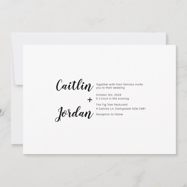 Modern och contemporary bröllopsinbjudan inbjudningar (Framsida)