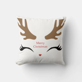 Modern och Cute Reindeer Ansikte Kudde