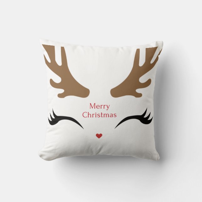 Modern och Cute Reindeer Ansikte Kudde (Framsida)
