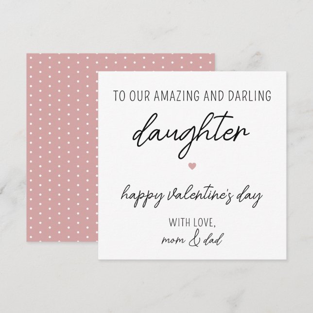Modern och Cute Valentine Day Card för dotter Kort (Fram/baksida)