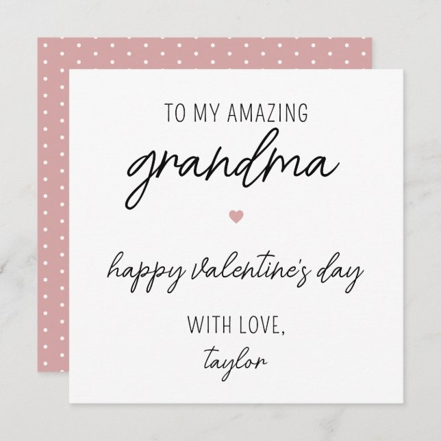 Modern och Cute Valentine Day Card för farmor Kort (Fram/baksida)