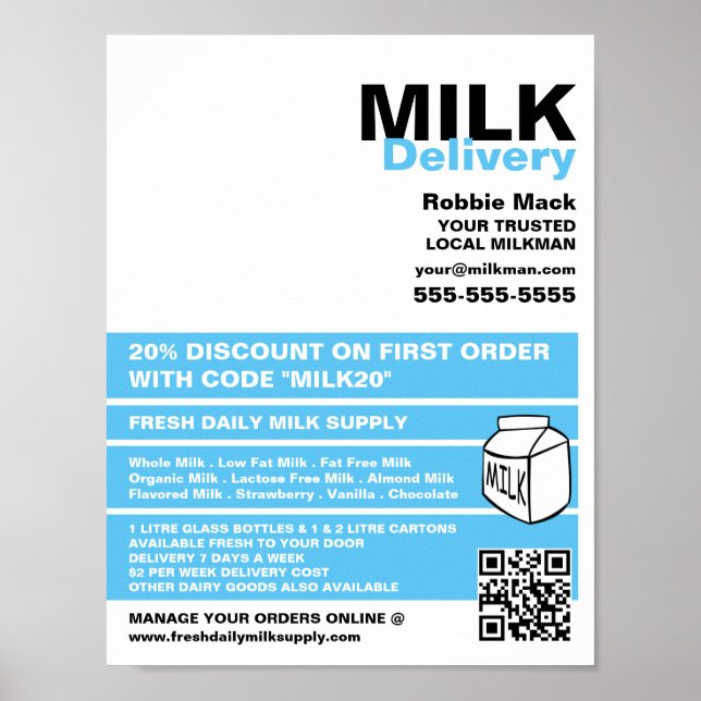 Modern och djärv design, Milkman/Woman Delivery Poster (Framsidan)