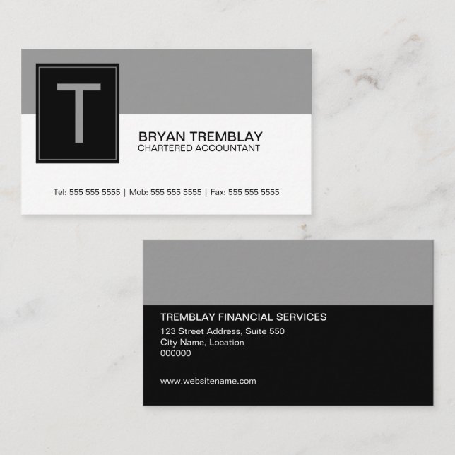 Modern och djärv monogram visitkort (Fram/baksida)