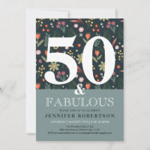 Modern och Elegant 50 och Fabulous Birthday Invita