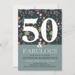 Modern och Elegant 50 och Fabulous Birthday Invita Inbjudningar