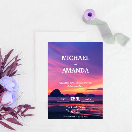 Modern och Elegant Beach Sunset Wedding bjudande Inbjudningar