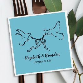 Modern och Elegant Bird med Ribbon Bröllop Napkin Pappersservett