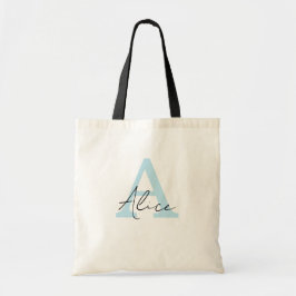 Modern och Elegant Blå Personlig Monogram Tygkasse