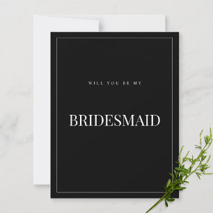 Modern och Elegant Black Bridesmaid Frieri kort