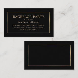 Modern och elegant, Black/Guld Bachelor Party Bilj Visitkort