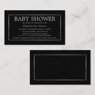 Modern och elegant, Black & Silver Baby Shower Bil Visitkort