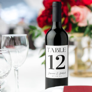 Modern och Elegant Bordnummer Vinfetikett Vinflaska Etikett