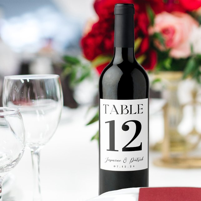 Modern och Elegant Bordnummer Vinfetikett Vinflaska Etikett (Skapare uppladdad)