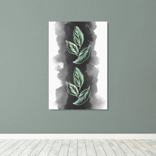 Modern och elegant botaniska Grey Löv Canvastryck (Skapare uppladdad)