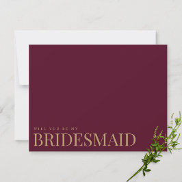 Modern och Elegant Burgundy Bridesmaid Frieri kort