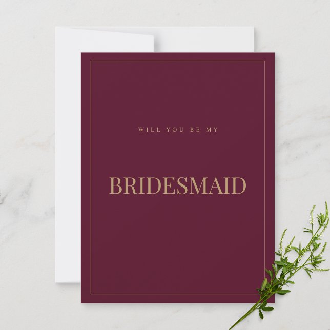 Modern och Elegant Burgundy Bridesmaid Frieri kort (Skapare uppladdad)