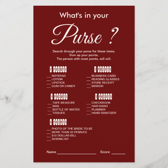 Modern och Elegant Burgundy Möhippa-spel (Baksida)