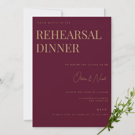 Modern och Elegant Burgundy Rehearsal Dinner Card Inbjudningar